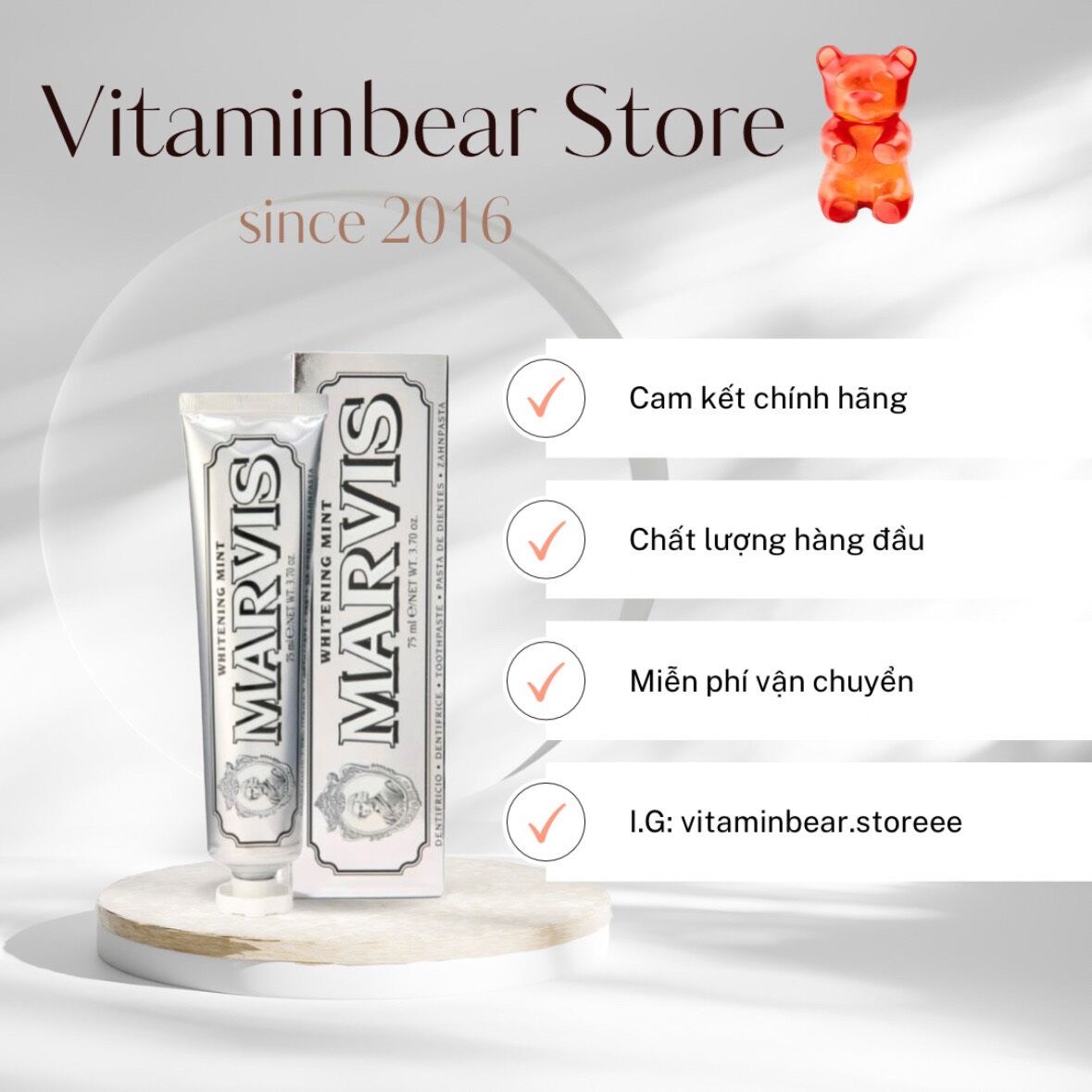 Kem Đánh Răng Marvis Whitening Mint
