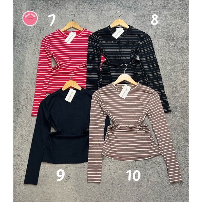 Combo 3 áo thun sọc cổ tròn tay dài