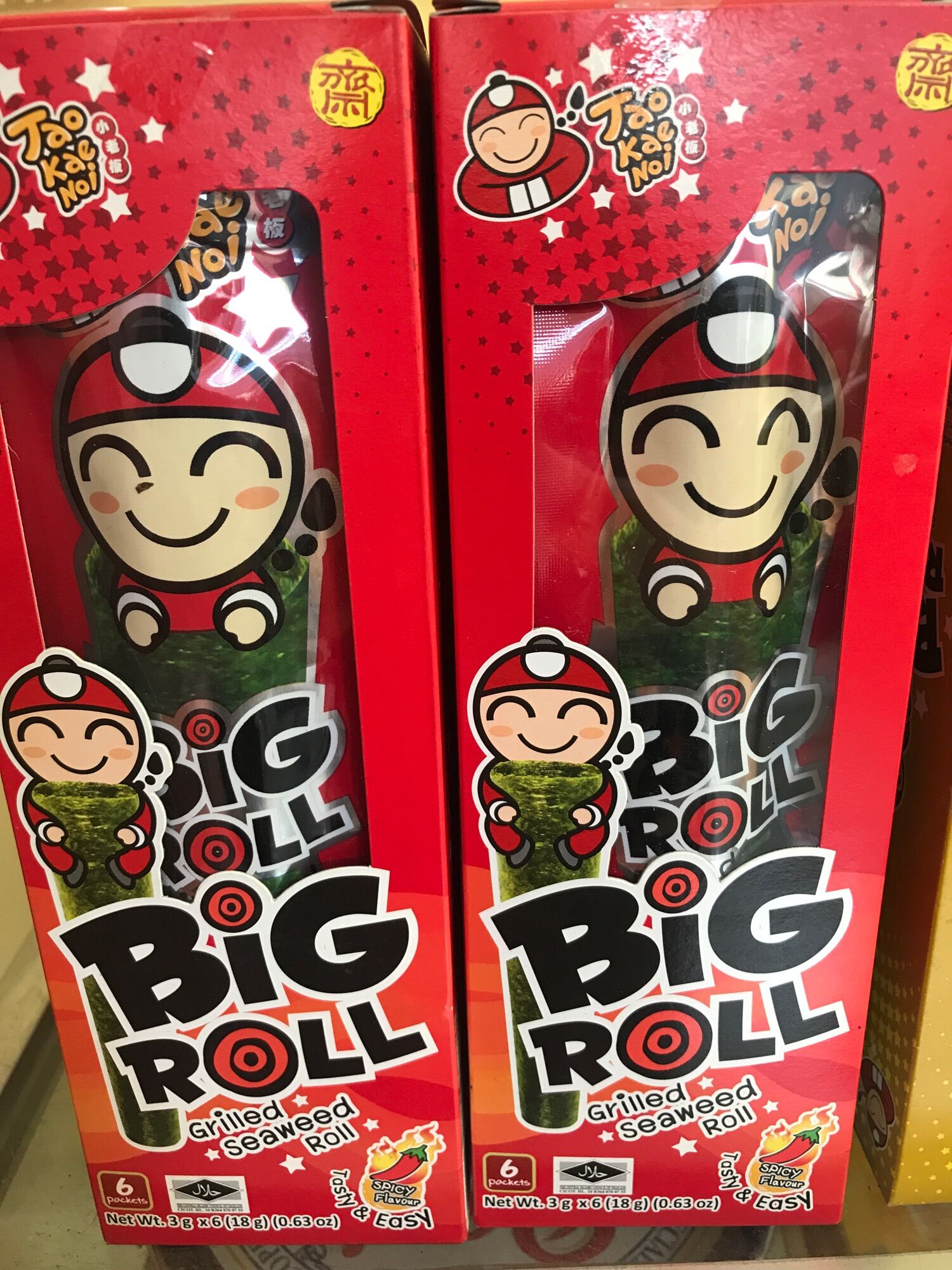 Snack rong biển Big roll vị cay 3g (hộp 6 gói)