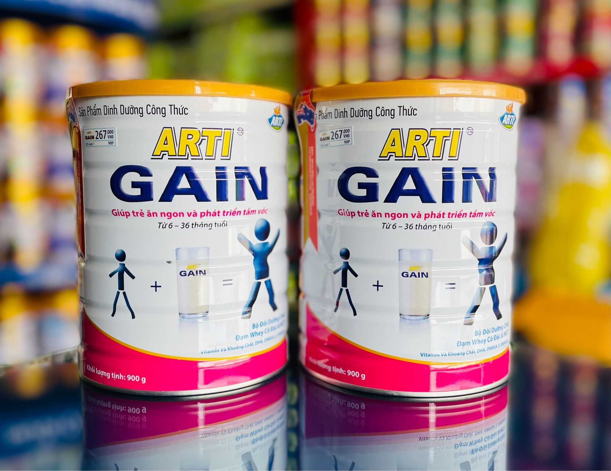 [Conbo 2 Lon] Sữa bột Arti Gain Hồng 06-36 tháng tuổi 900g (DATE MỚI)