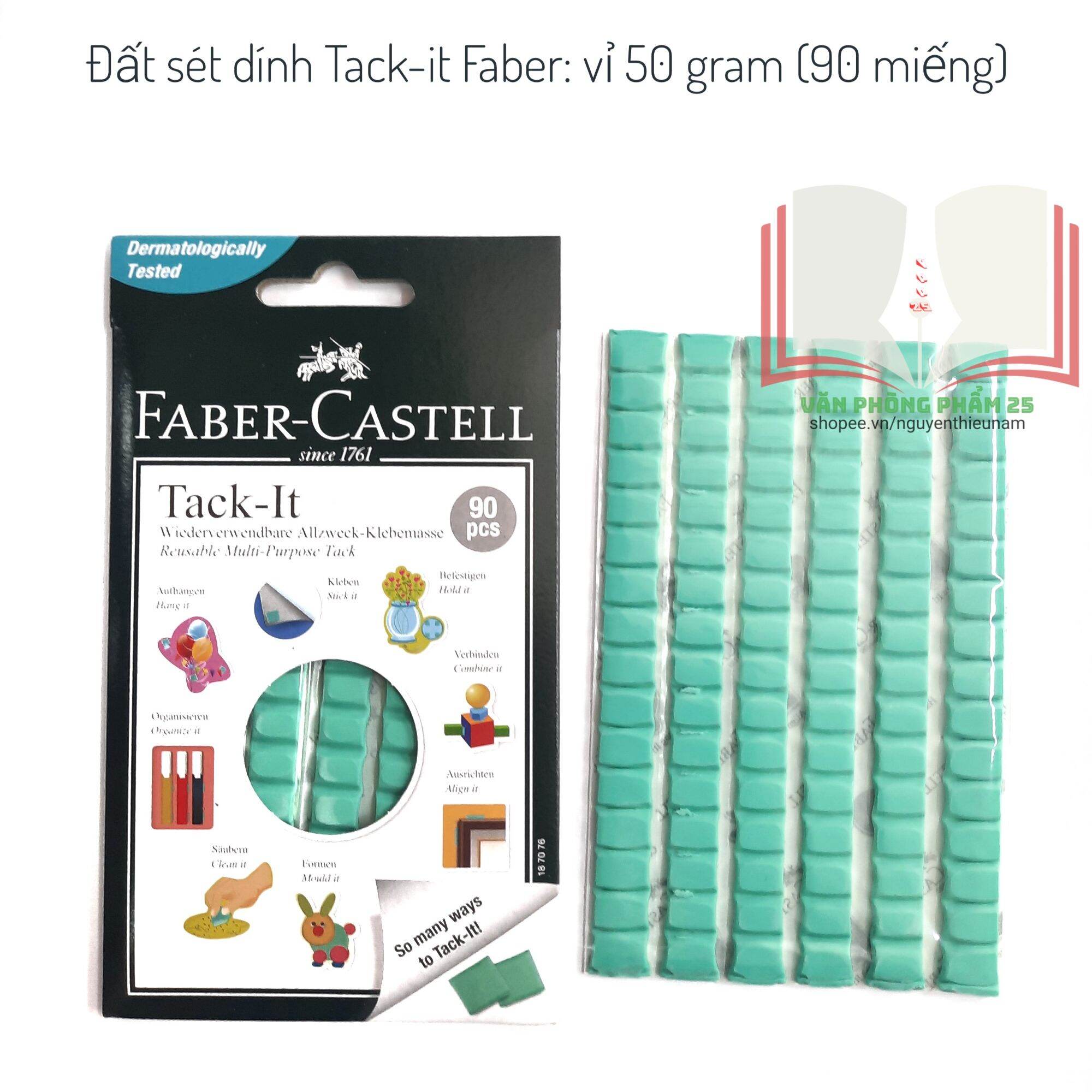 (Vỉ 50gram) Miếng dính TACK IT FABER CASTELL,Blu tack : 90 miếng.