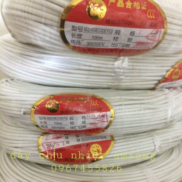 100 mét dây amiang chịu nhiệt, chống cháy . chịu nhiệt độ cao~300°c .các loại cỡ dây 0,75mm, 1mm, 1,5mm ,2,5mm