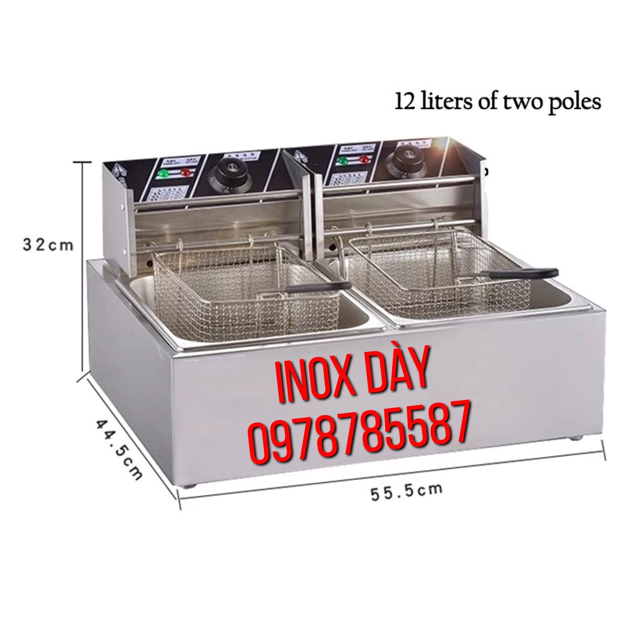 Bếp chiên nhúng điện đôi 2 hoc