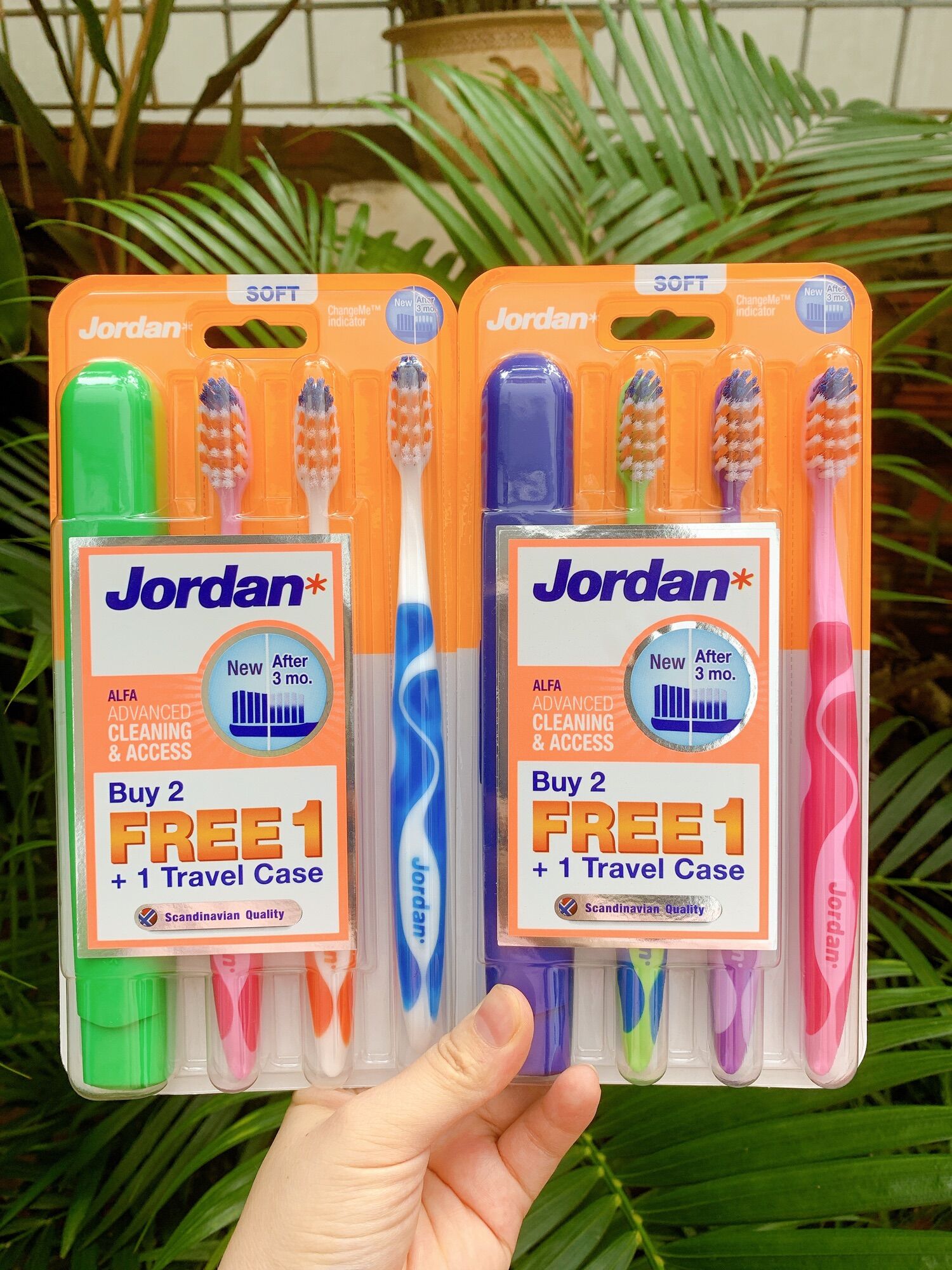 Bộ 3 bàn chải đánh răng jordan alfa soft kèm hộp đựng bàn chải