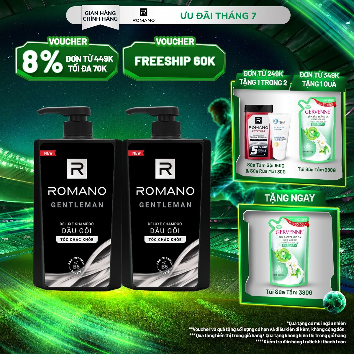 Combo 2 Dầu gội Romano hương nước hoa 650g