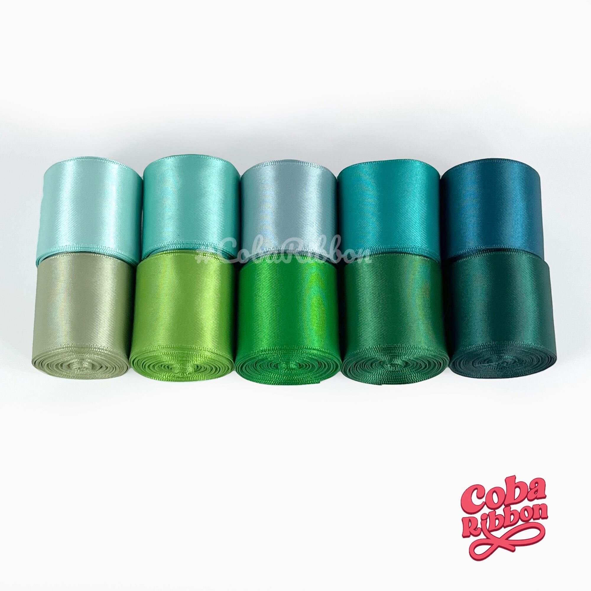 5 mét - Ruy băng satin 2 mặt mịn mướt - Màu Xanh lá