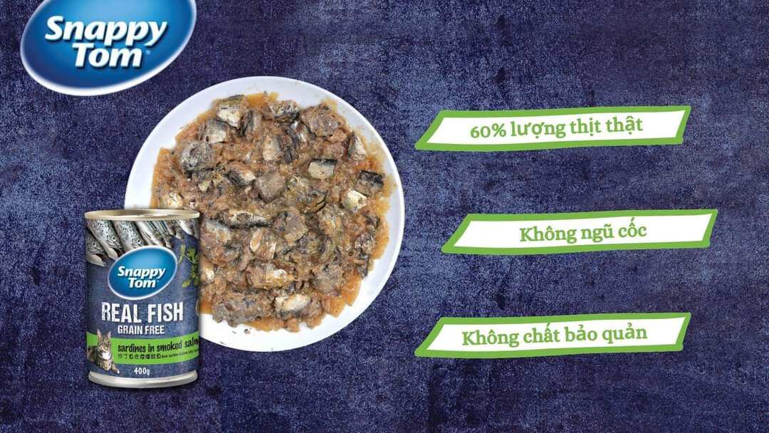 Pate lon SnappyTom Real Fish - Siêu nhiều cá 400g