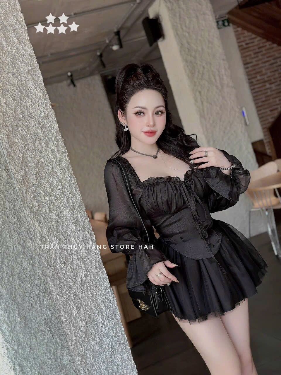 Đầm nữ tay phồng dáng xòe mk