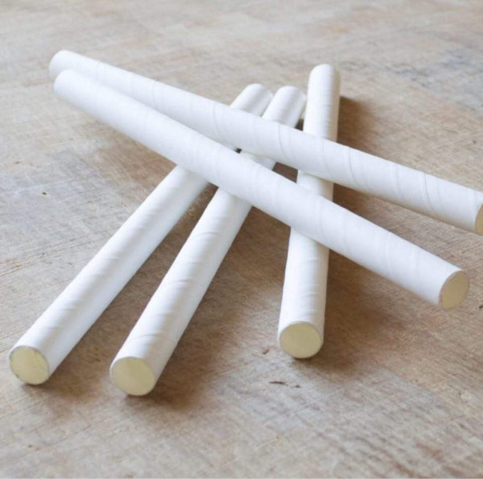 Ống hút giấy phi 6 màu trắng (túi 100 chiếc)