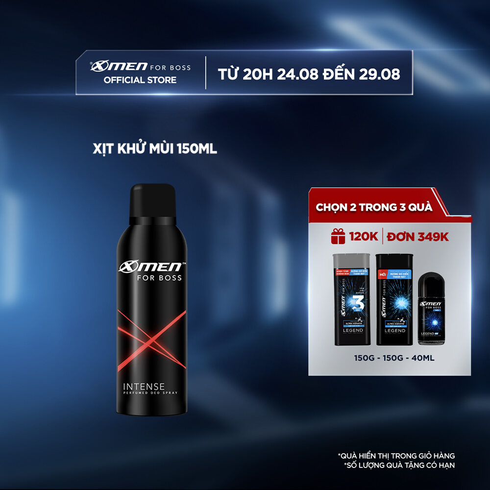Xịt khử mùi X-Men For Boss Intense - Mùi hương trầm đầy nội lực 150ml