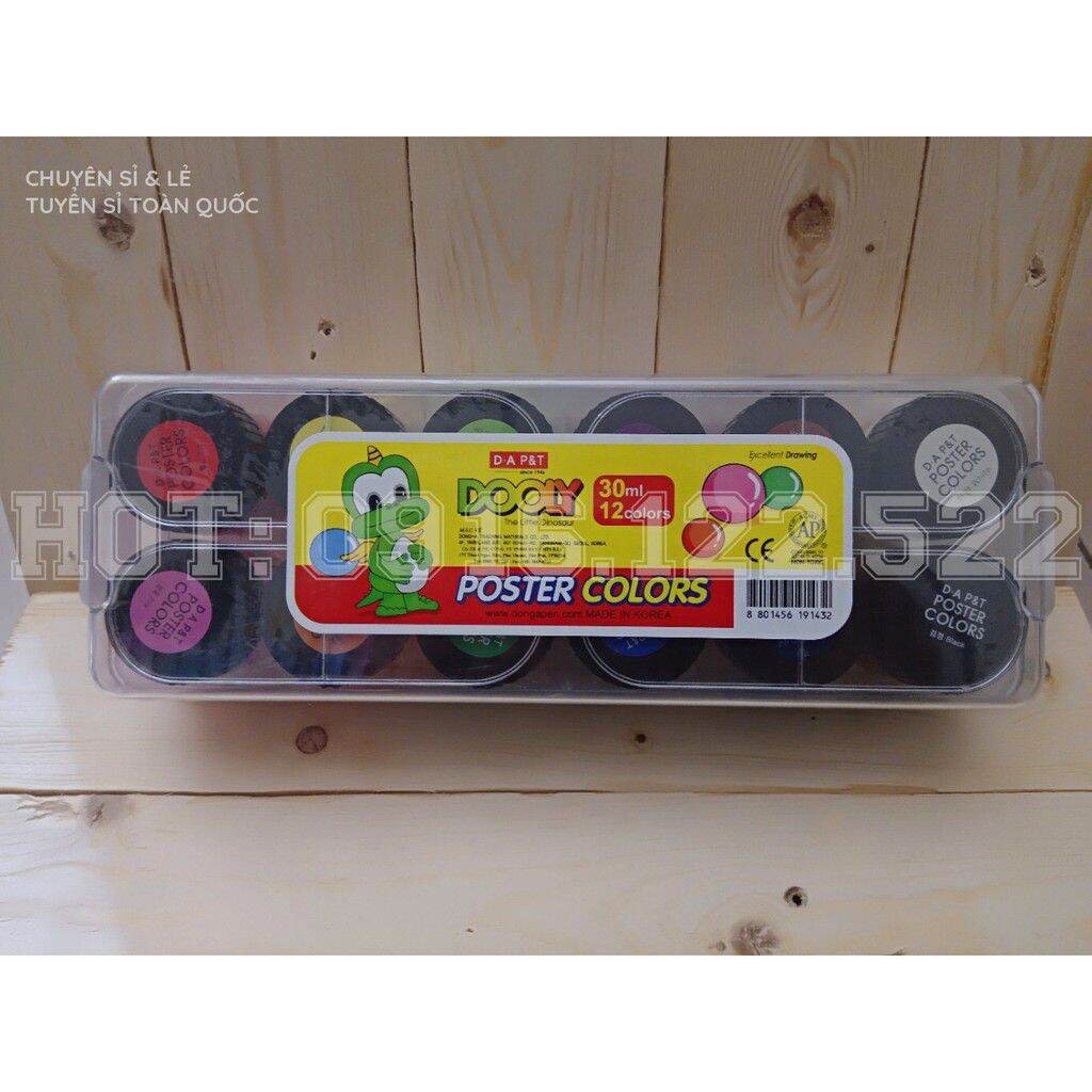 Hộp màu nước poster dooly 30ml 12 màu