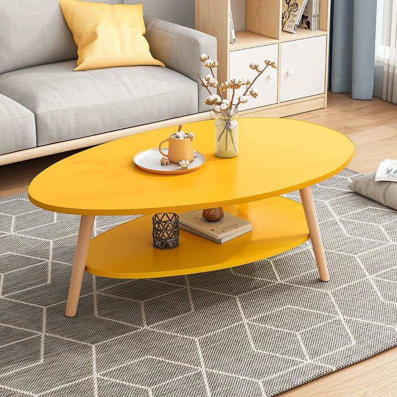 GP56 Bàn sofa hình trứng 2 tầng vàng