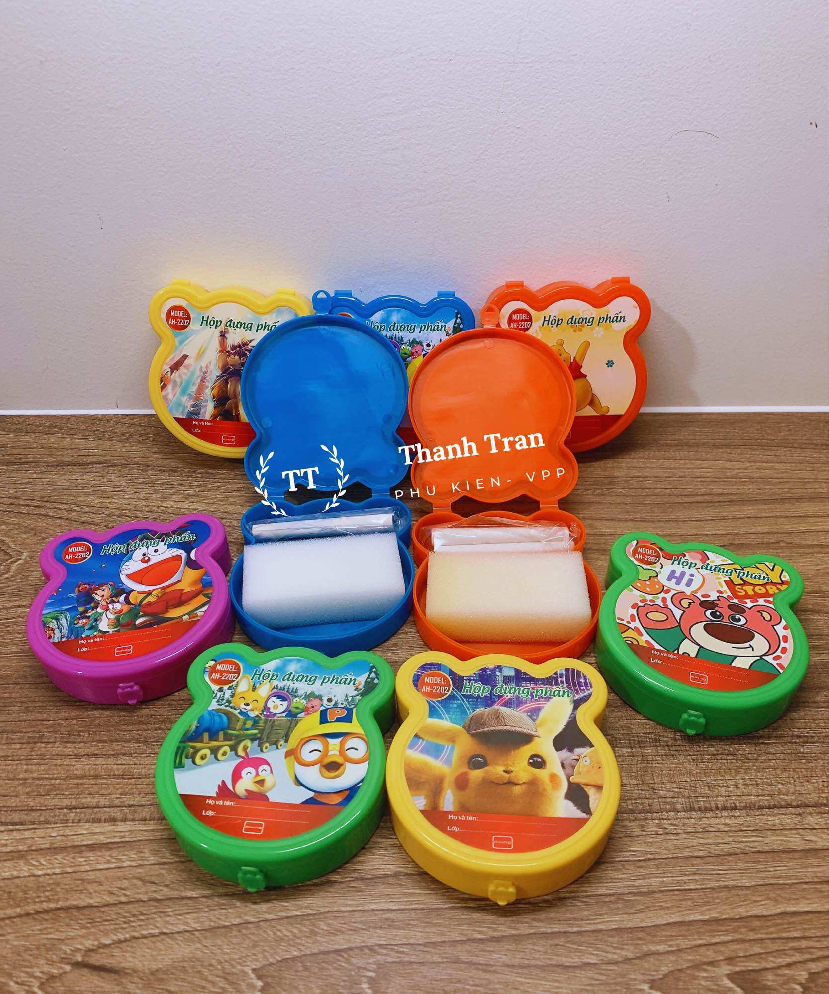 Hộp đựng phấn học sinh hình gấu panda (kèm phấn và bôi bảng)