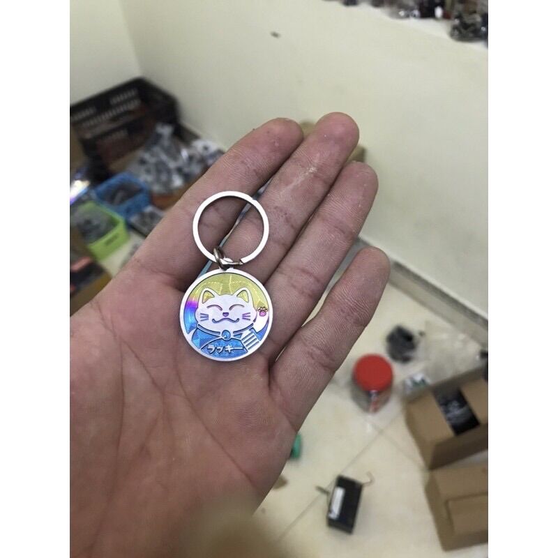 Móc Khoá Mèo Thần Tài Titannium