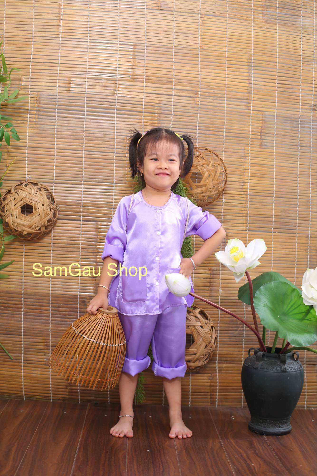Bà ba tím cho bé gái, bộ bà ba áo tím cho bé từ 7-30kg samgo shop