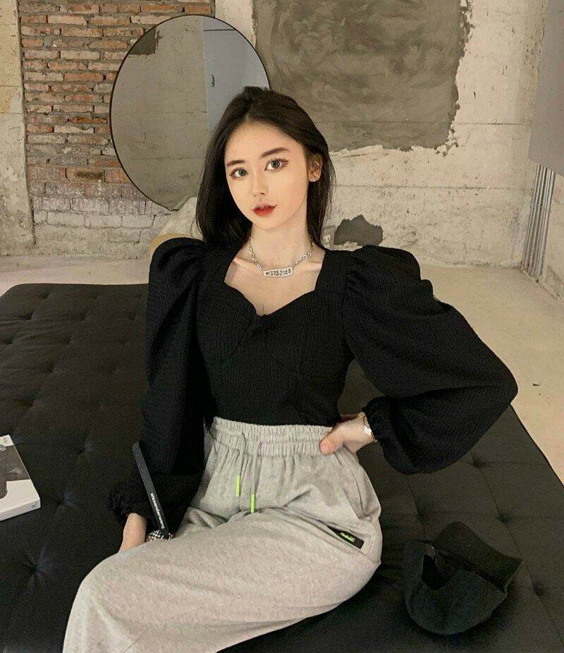 Áo kiểu voan xốp tay bồng siêu sang