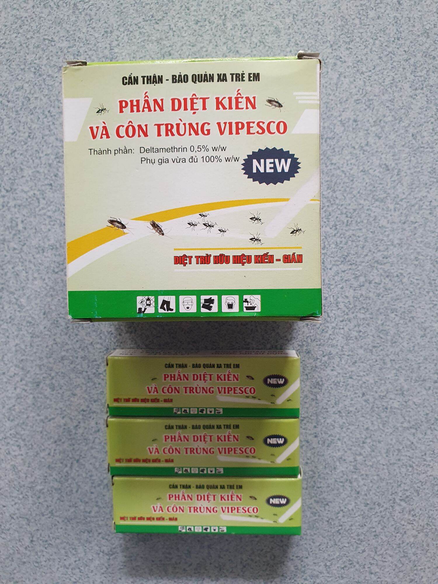 Phấn diệt kiến, gián & côn trùng vipesco - diệt trừ hữu hiệu kiến - gián. h/10 hộp nhỏ × 2 viên.