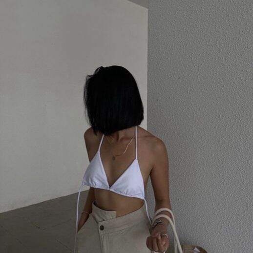 Bikini lẻ, áo bơi nữ basic mút mỏng màu đen, trắng