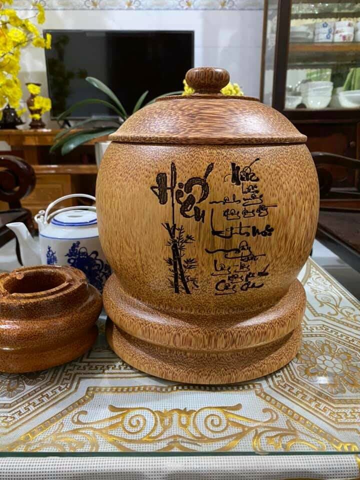 Bình ủ giữ ấm bình trà làm từ gỗ dừa