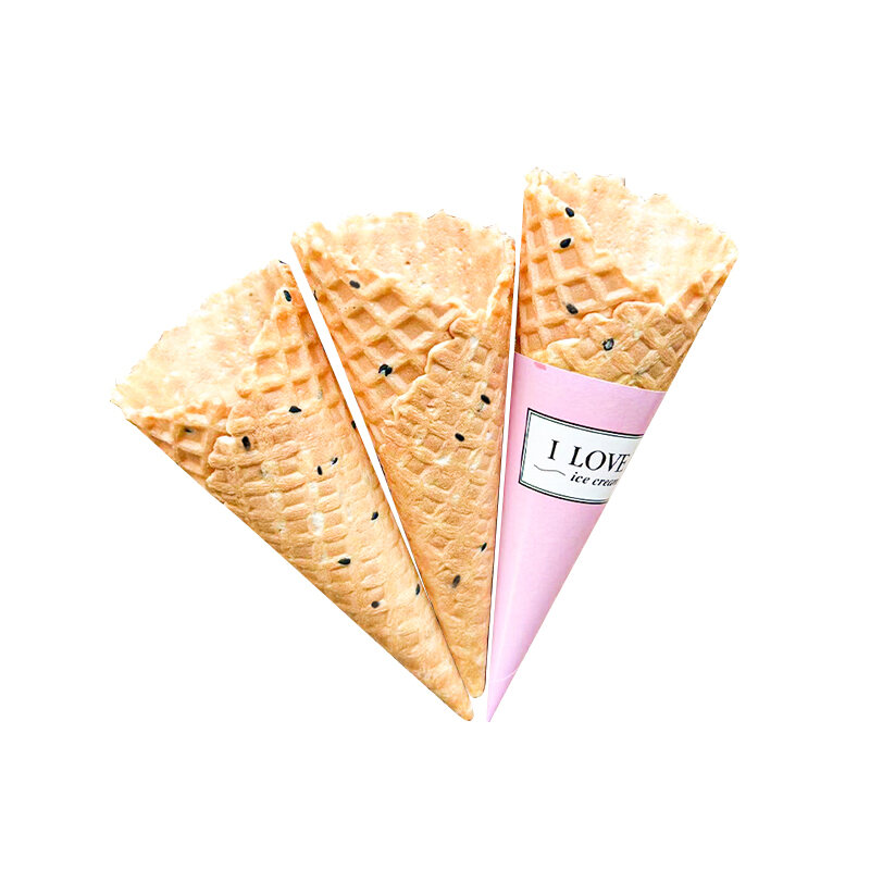 Chocolate Color Crisp Ice Cream Cone 320pcs Edge Design Sweet Wafer Cone Egg Shaped Snack Biscuit fr
