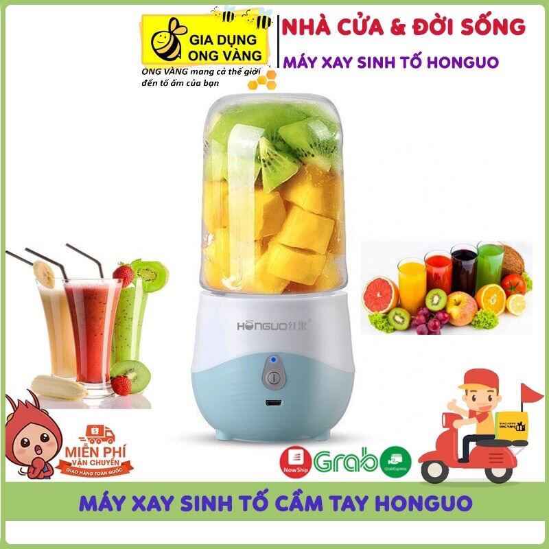 BÁO GIÁ MÁY XAY SINH TỐ MINI CẦM TAY | Shopee Lazada Sendo Tiki mới nhất 32 Máy xay sinh tố mini cầm tay Honguo 300ML sạc tích điện pin 1200mAh, đa chức năng- Bảo hành 1 năm