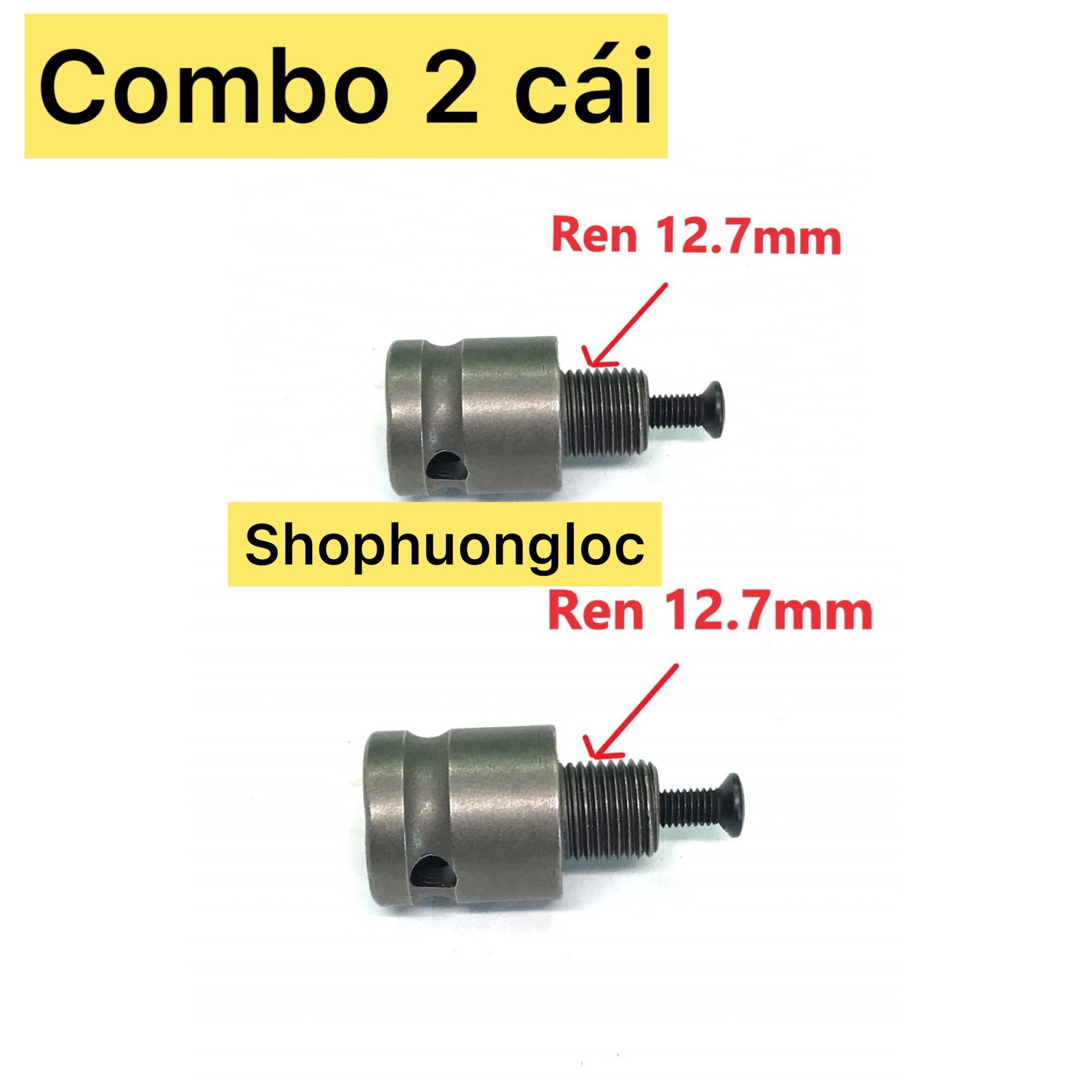 2 đầu chuyển từ bulong 1/2 sang đầu khoan, đầu kẹp mũi khoan 13mm