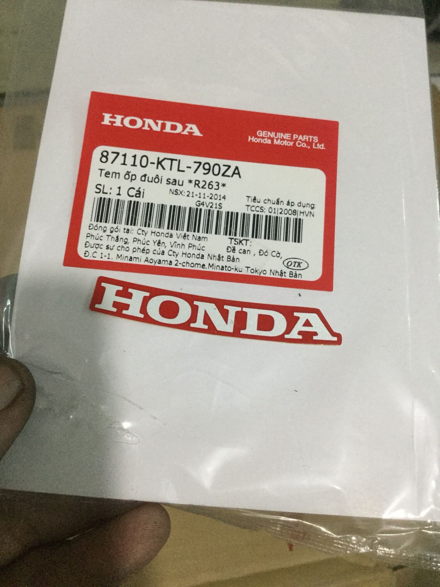 Tem Chữ Honda nền đỏ