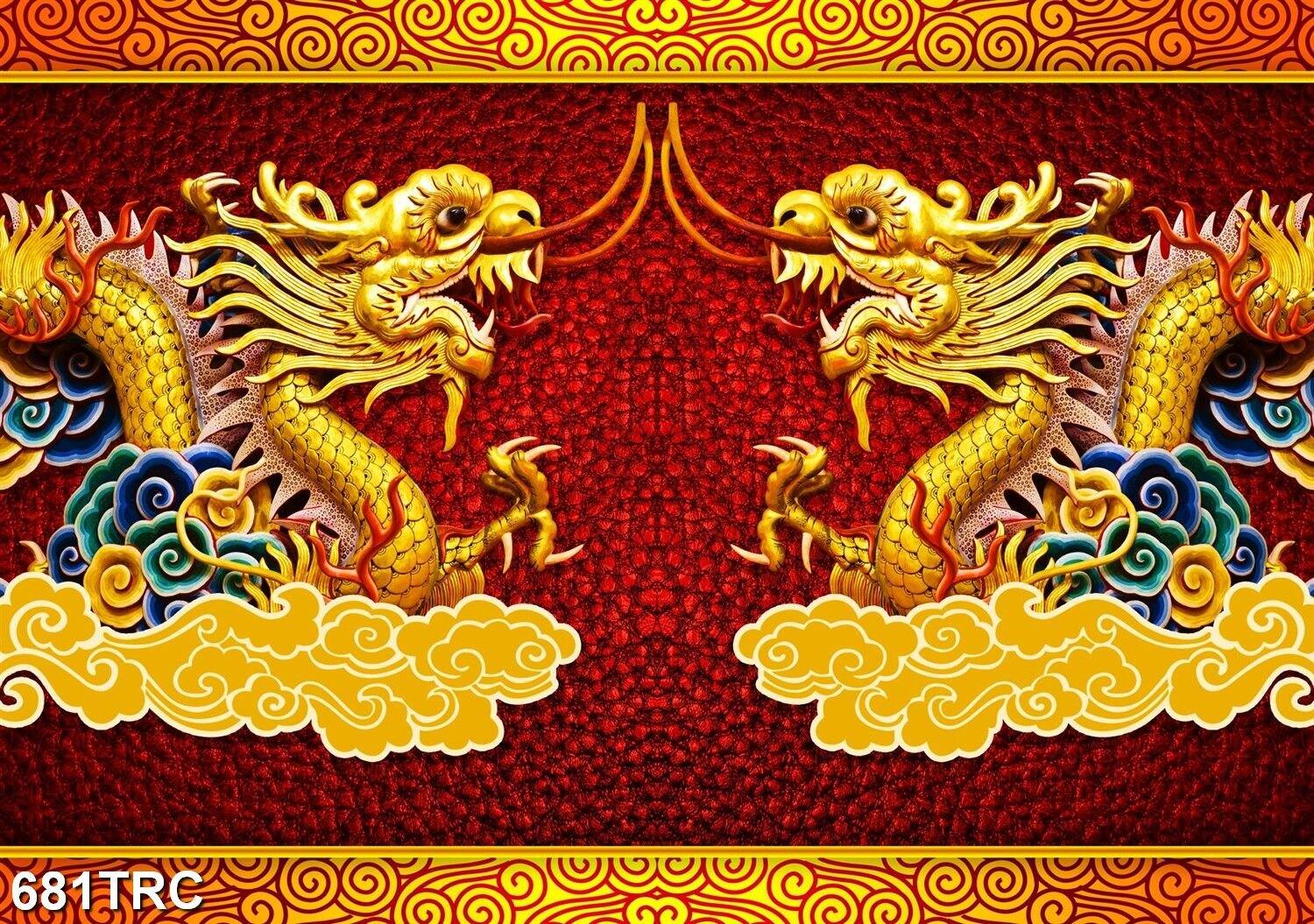 Tranh dán tường 3d rồng - tranh rồng 681trc