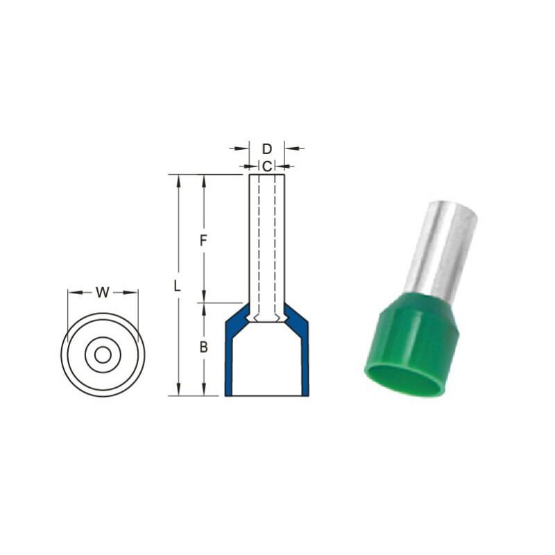 100 cái ĐẦU cos pin rỗng (pin thông) túi 100c