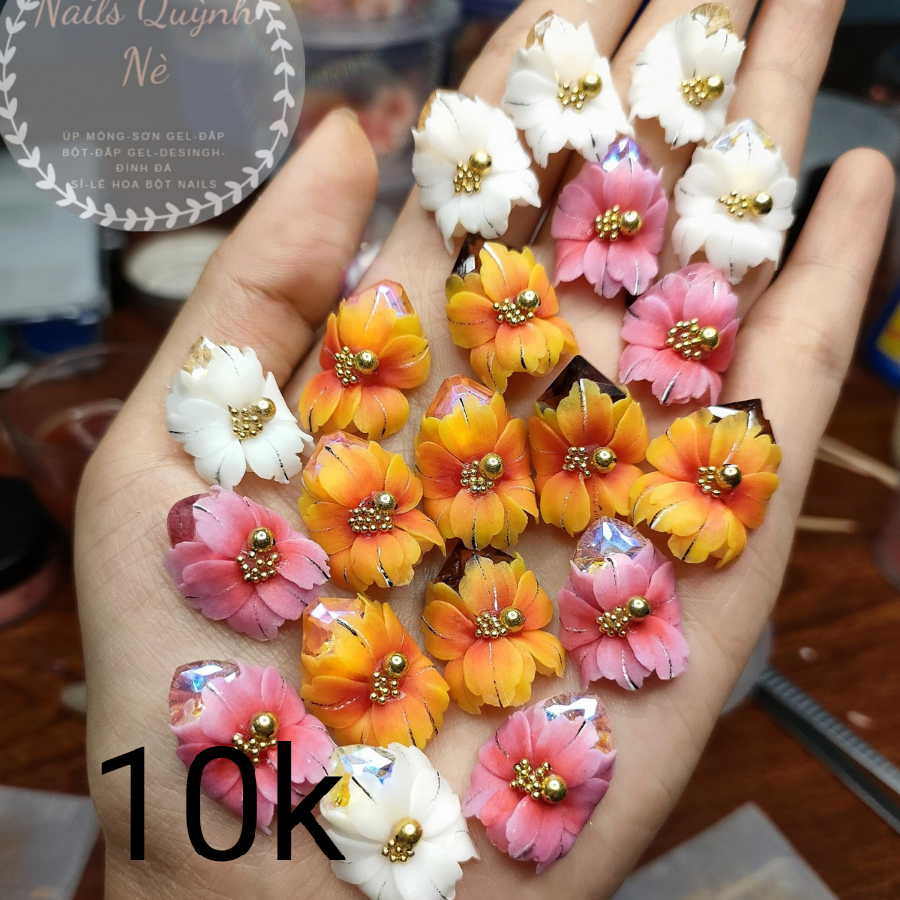 hoa bột nail (hoa chân) set 10 hoa