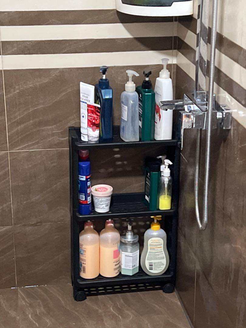 Kệ 3 tầng cozy home đựng đồ nhà tắm kệ góc hẹp bánh xe di chuyển có lỗ thoát nước