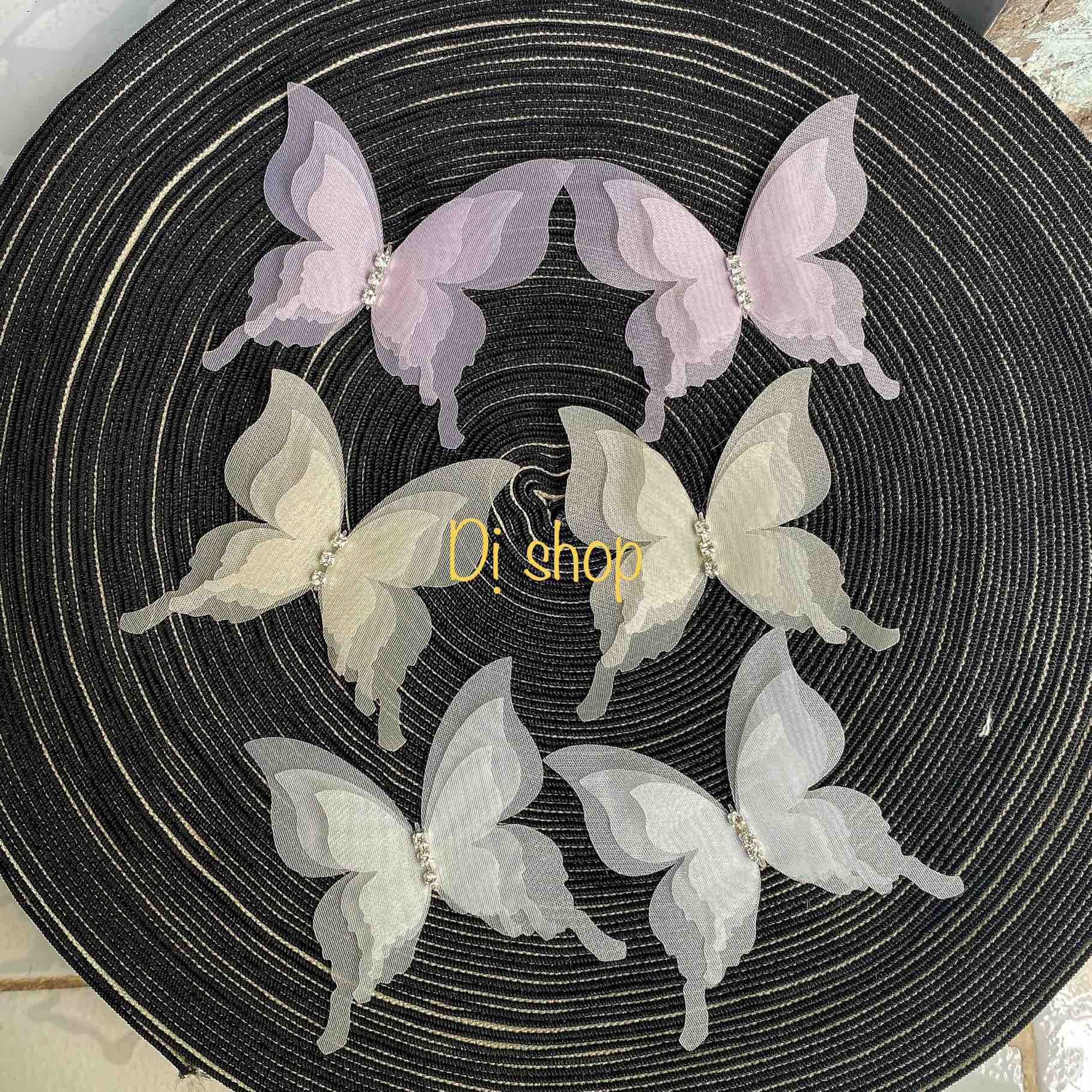 SET 5 BƯỚM TRANG TRÍ ĐÍNH ĐÁ 3 LỚP SIZE 6cm