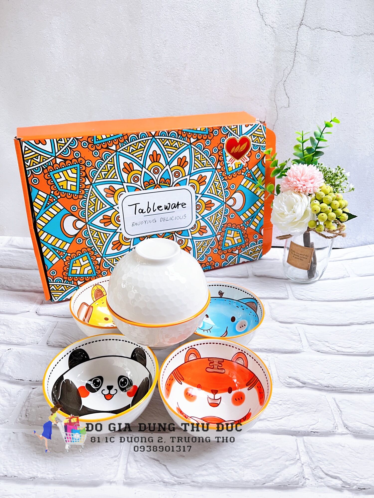 Bộ 6 chén có hộp kèm 6 đôi đũa sang trọng