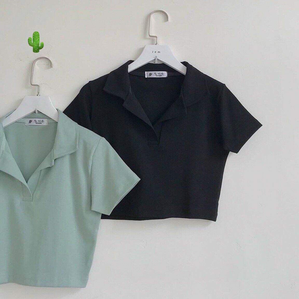 Áo croptop cổ trụ