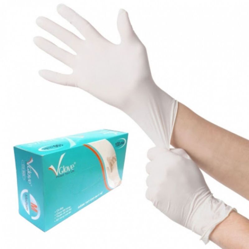 [Túi 50 chiếc] Găng tay y tế có bột màu trắng size M