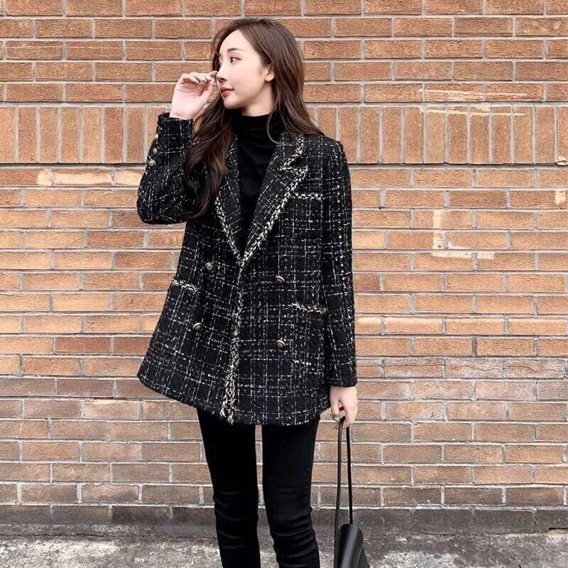 Áo dạ tweed màu đen
