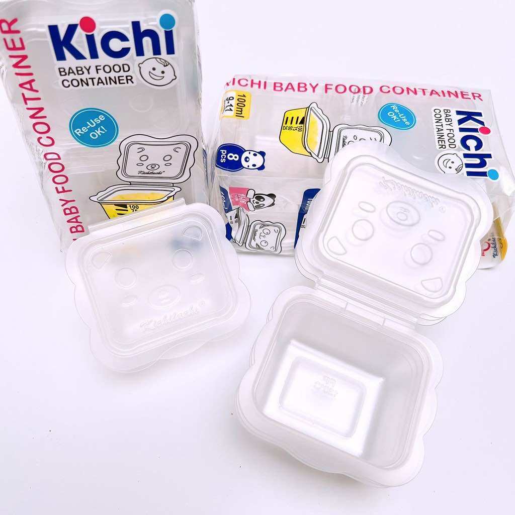 Bộ chia thức ăn Kichi, hộp trữ đồ ăn dặm, trữ đông nước Dashi cho bé