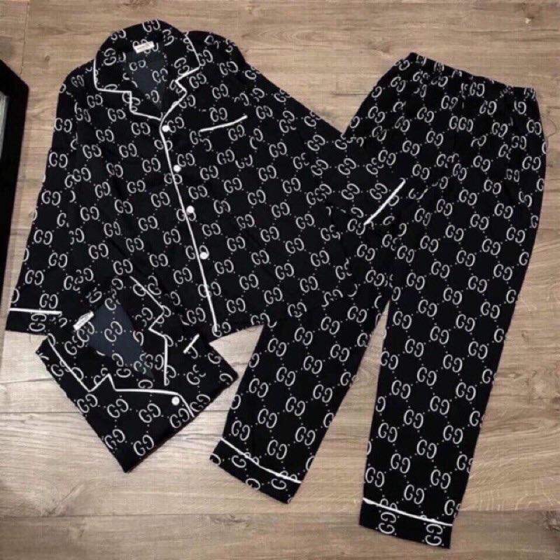 Bộ ngủ pijama gucci nam nữ tay dài quần dài chất kate thái - Bộ mặc nhà - Bộ ngủ- Đồ ngủ xinh