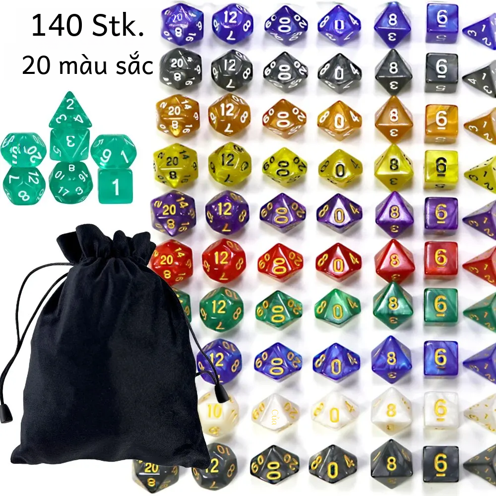 Có Thể Tùy Chỉnh Xúc Xắc Bộ Túi 140 Chiếc D4-d20 20 Màu Sắc Cho Để Bàn Rpgs Dnd Trò Chơi Rpg Bên Đồ 