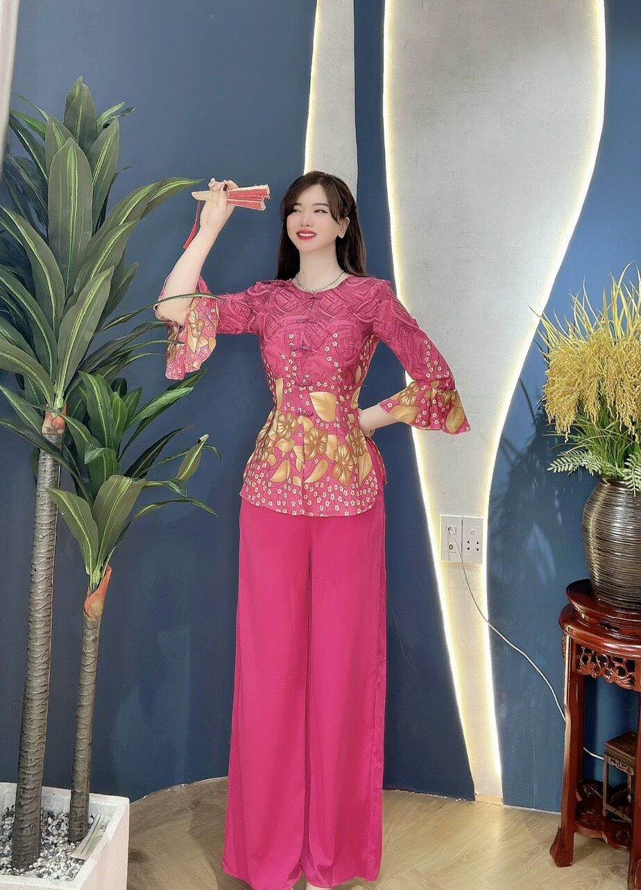 Bộ bà ba cổ tròn tay loe bảng màu đẹp