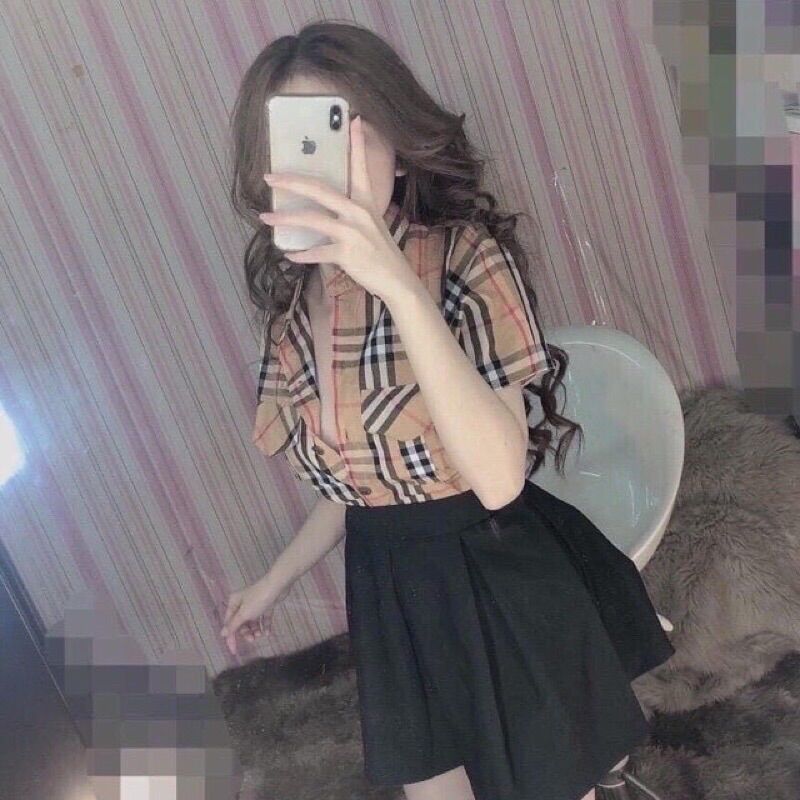 Áo sơ mi caro tay ngắn 2 túi