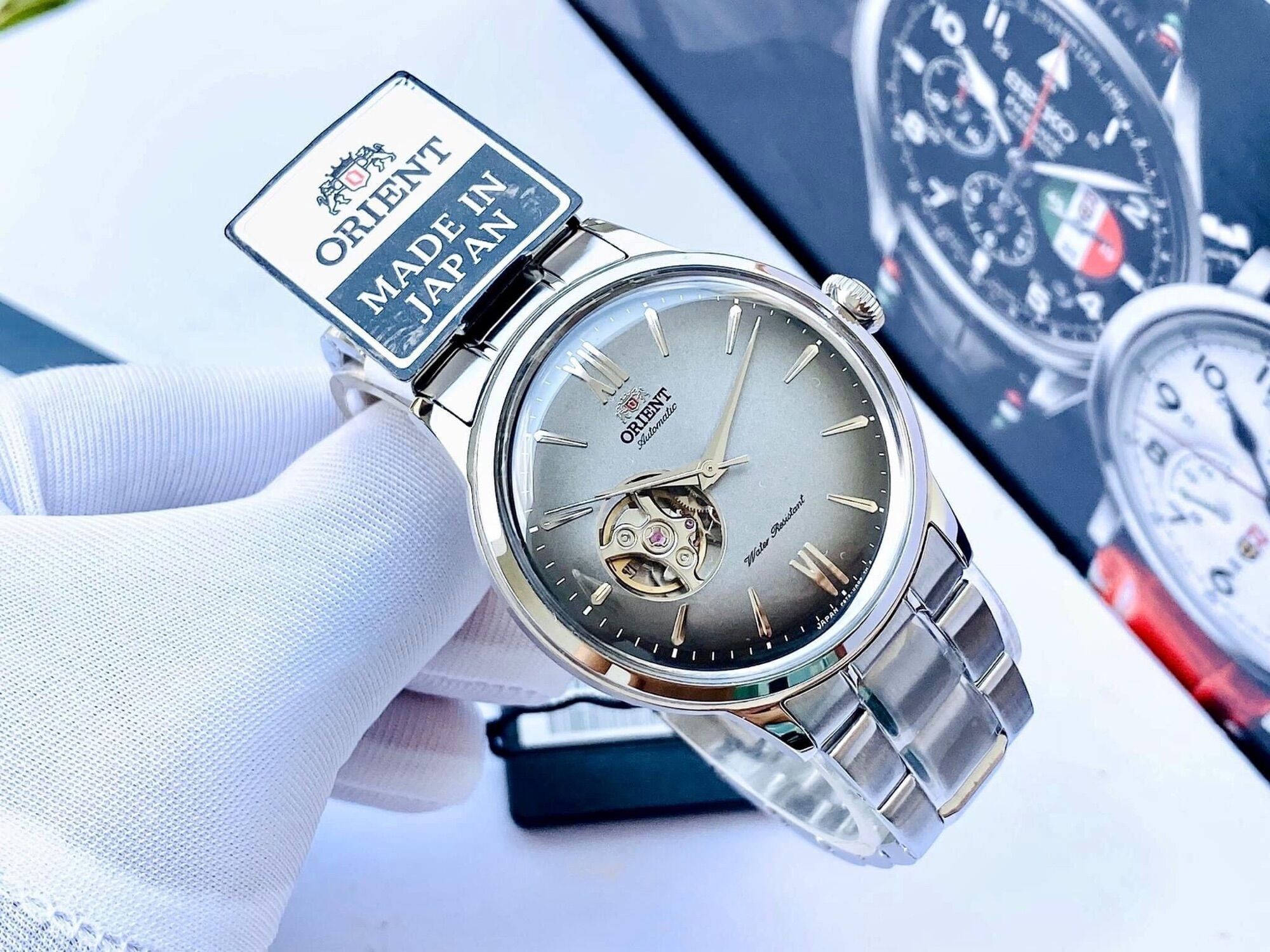 Đồng hồ nam chính hãng orient ra-ag0029n10b bambino open heart automatic helios