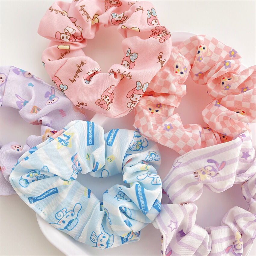 Dây cột tóc scrunchies họa tiết hoạt hình