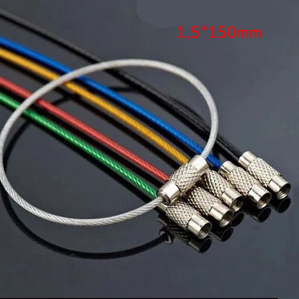 Nhiều màu sắc thép không gỉ edc móc khóa bộ 5 dụng cụ ngoài trời đa năng móc đa năng móc chìa khóa bằng vít khóa cáp dây