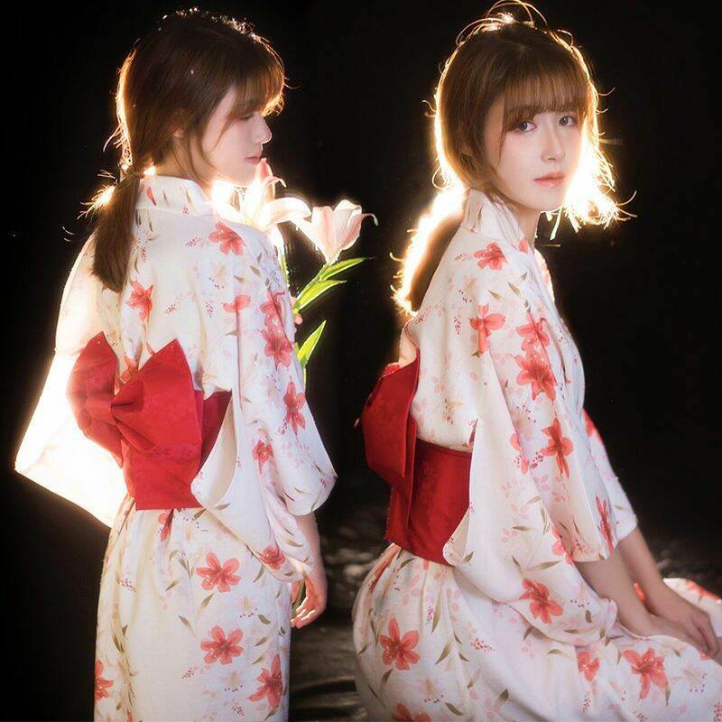 Set trang phục Nhật Bản Yukata hàng mới có sẵn tặng kèm quạt và hoa cài đầu