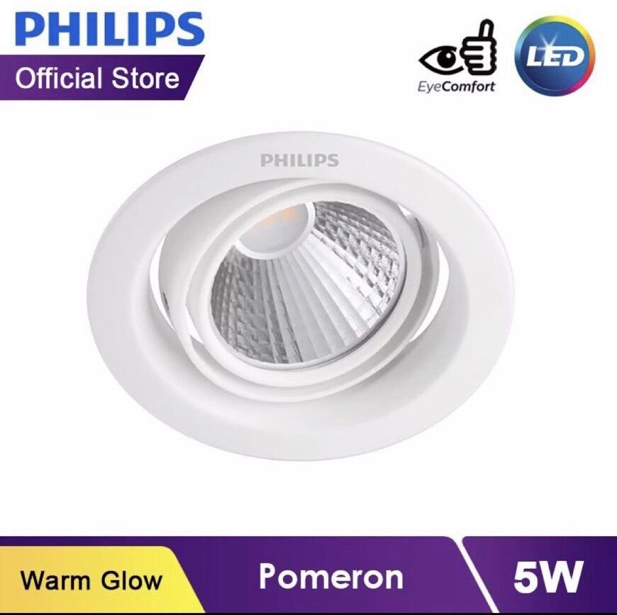 Đèn led âm trần chiếu điểm pomeron 59775 5w philips. đèn âm trần cob 5w khoét lổ phi 70mm philips. sản phẩm chính hãng philips