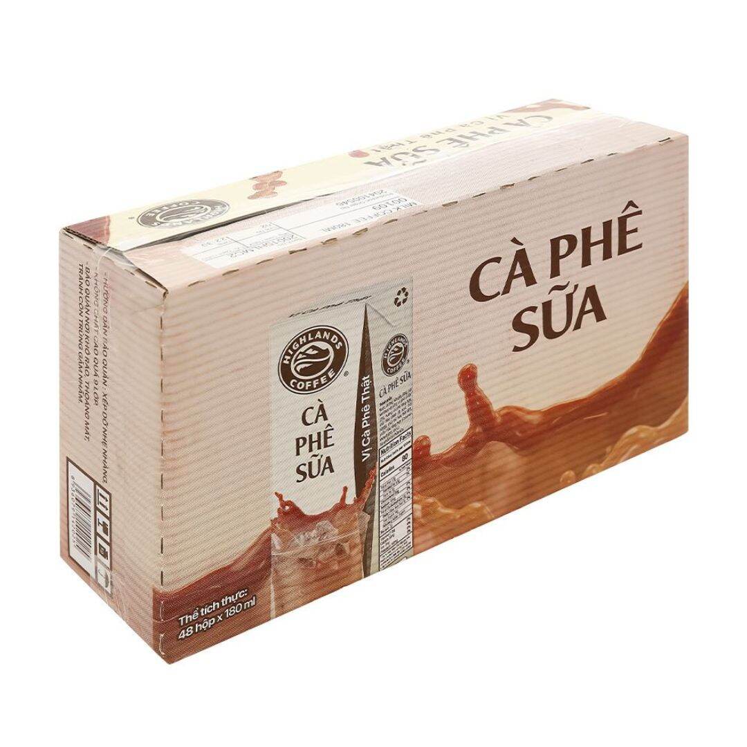 Thùng 48 hộp Cà phê sữa Highlands Coffee 180ml / hộp (48 hộp x 180ml)