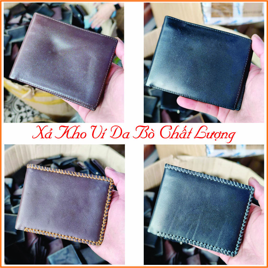 Xả kho - ví da nam basic chất liệu da bò tấm 100%