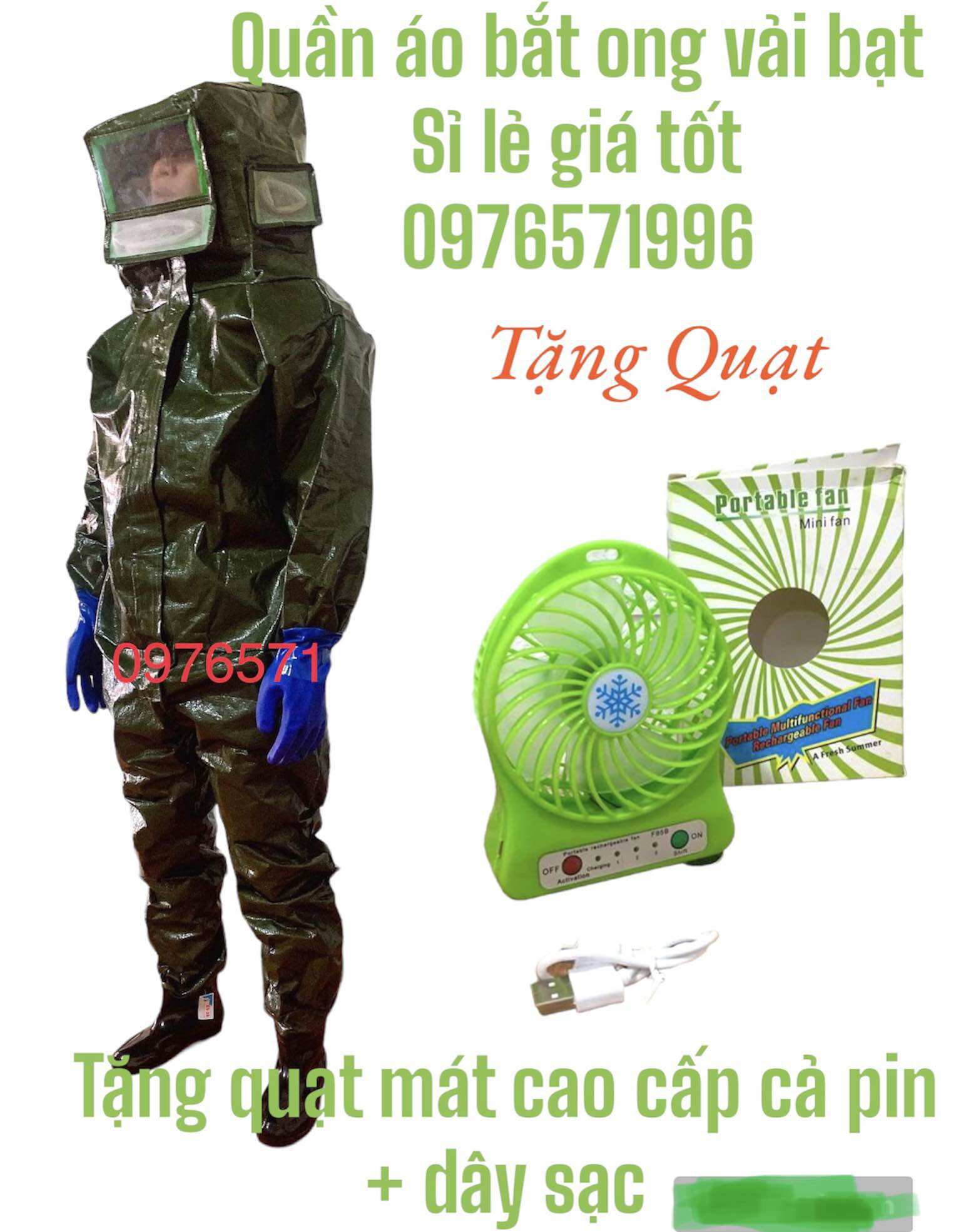 Bộ quần áo bắt ong bằng vải bạt oto đủ phụ kiện