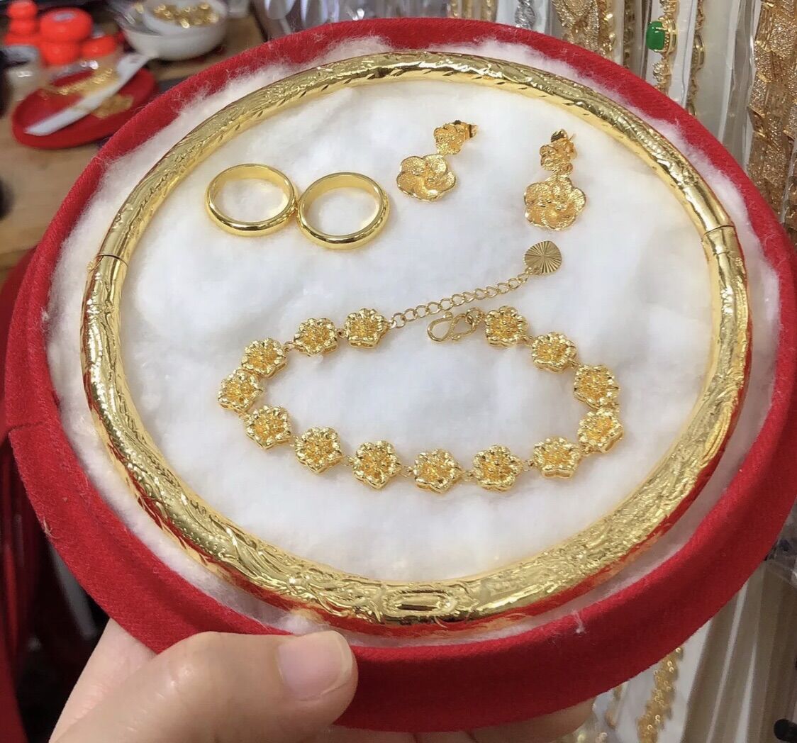 Bộ trang sức cưới mạ vàng 24k 5 món y hình